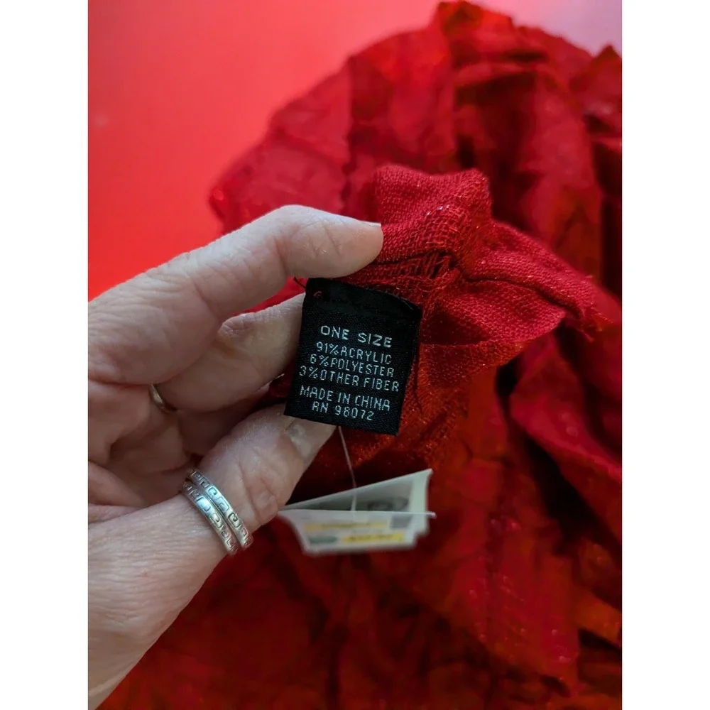 Big‎ Buddha red eternity sheer sparkle neck scarf wrap NWT
